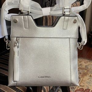 Brand new Calvin Klein metallic silver crossbody